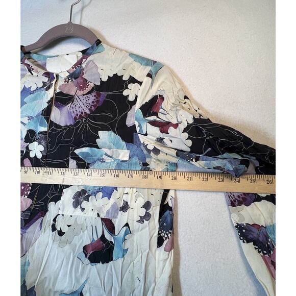 PHILLIP LIM Purple Scrapbook Floral Print Blouse with‎ Hidden Zipper Size 4 - Picture 3 of 9